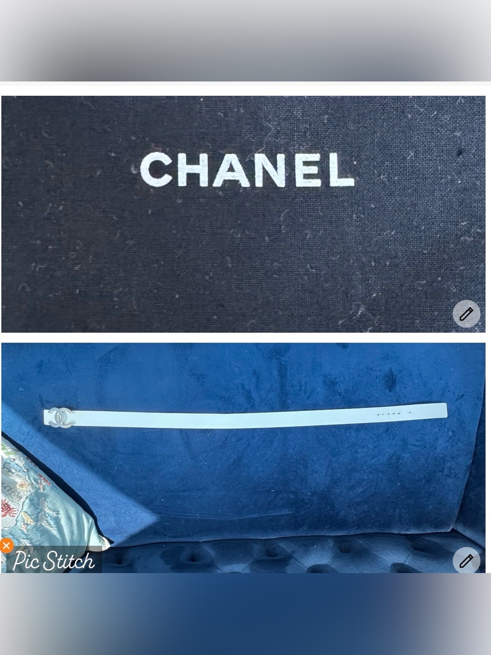 CHANEL Black/White Leather Slim Belt with Silver-Tone CC Buckle